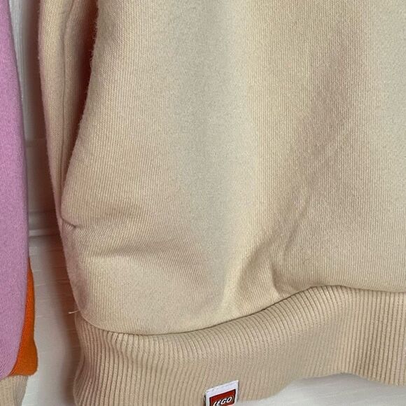 Lego Sz XS Zip Up Sweatshirt Colorblock Stripes Tan Purple Red Orange - Picture 6 of 13